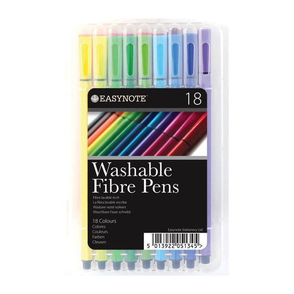 Washable Fibre Pens Pack of 18 - Vibrant Colors for All Ages